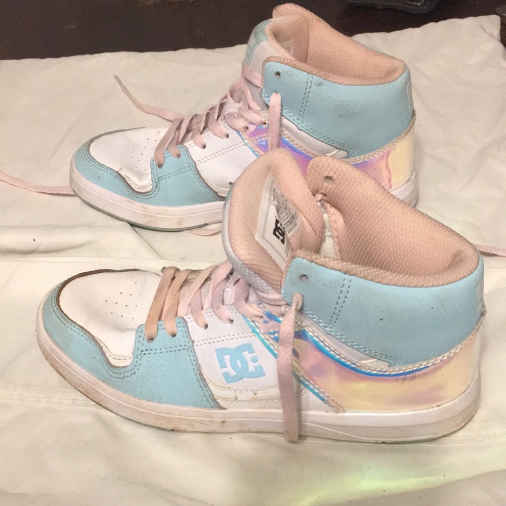 DC Kids' Blue and Pink High-Top Sneakers